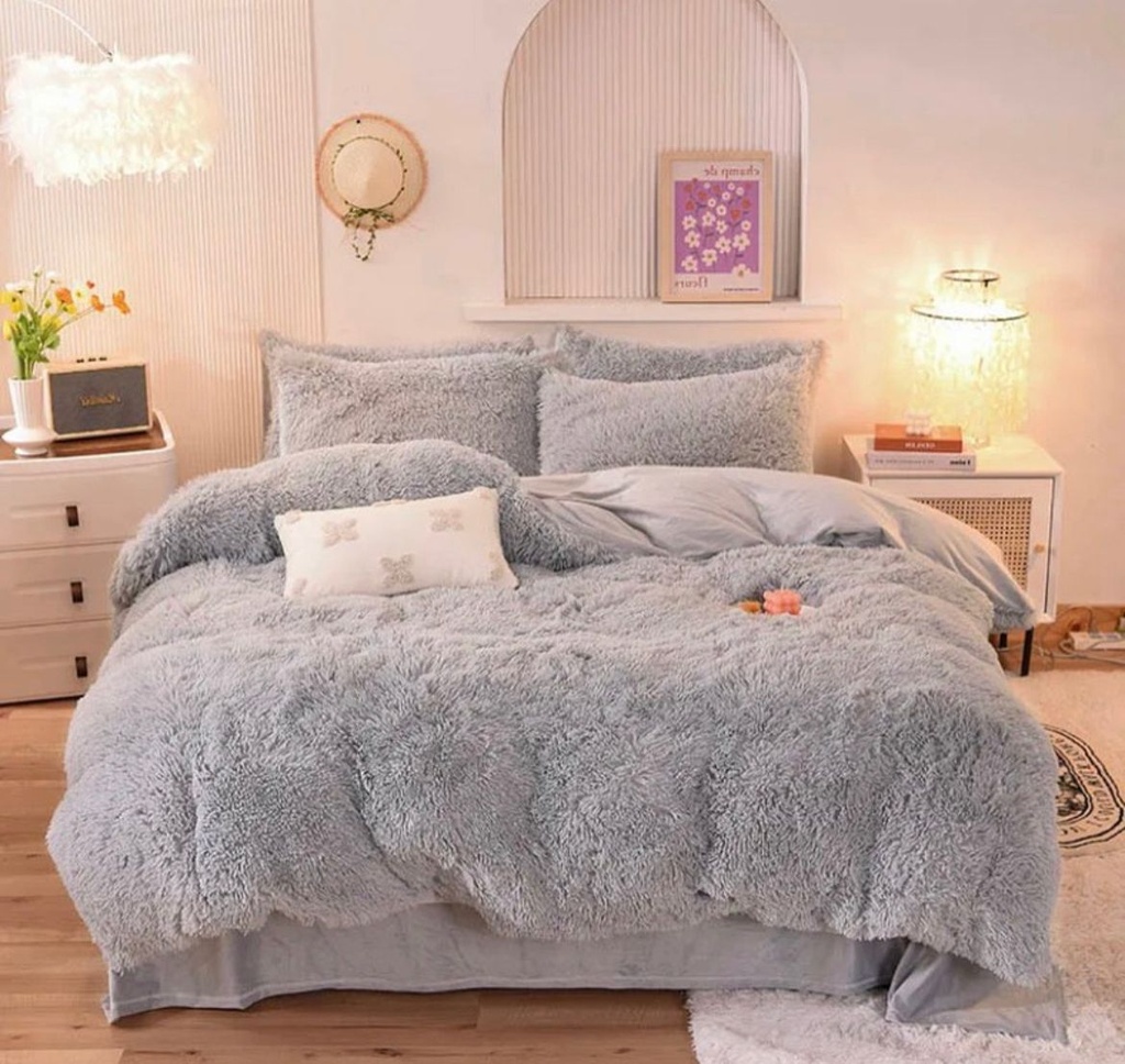 Drap fourrure ensemble  Gris