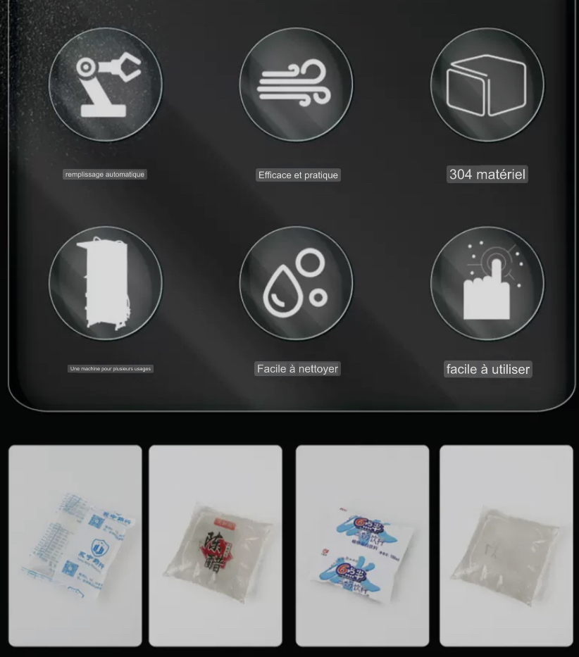 Machine Remplissage + fermeture sachets.(eau , crème, jus , sauce liquide)Machine de conditionnement liquide