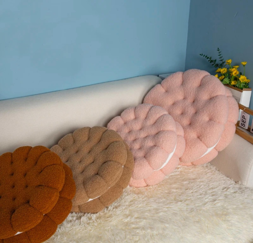 Coussin rond en forme de biscuit 37cm 