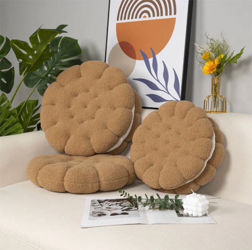 Coussin rond en forme de biscuit 37cm 