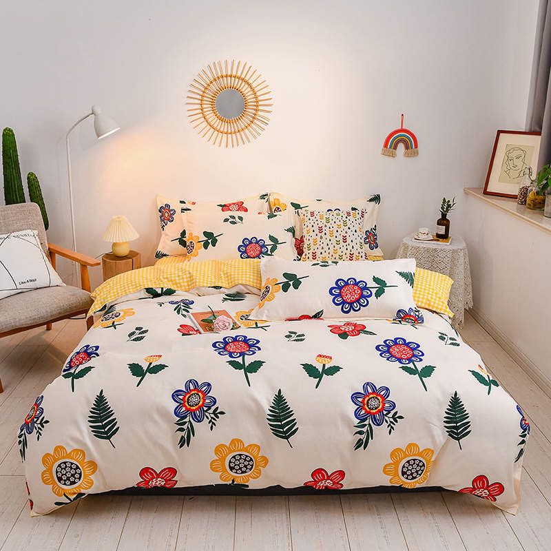 Ensemble drap en coton quatre pièces pour lit de 1m80