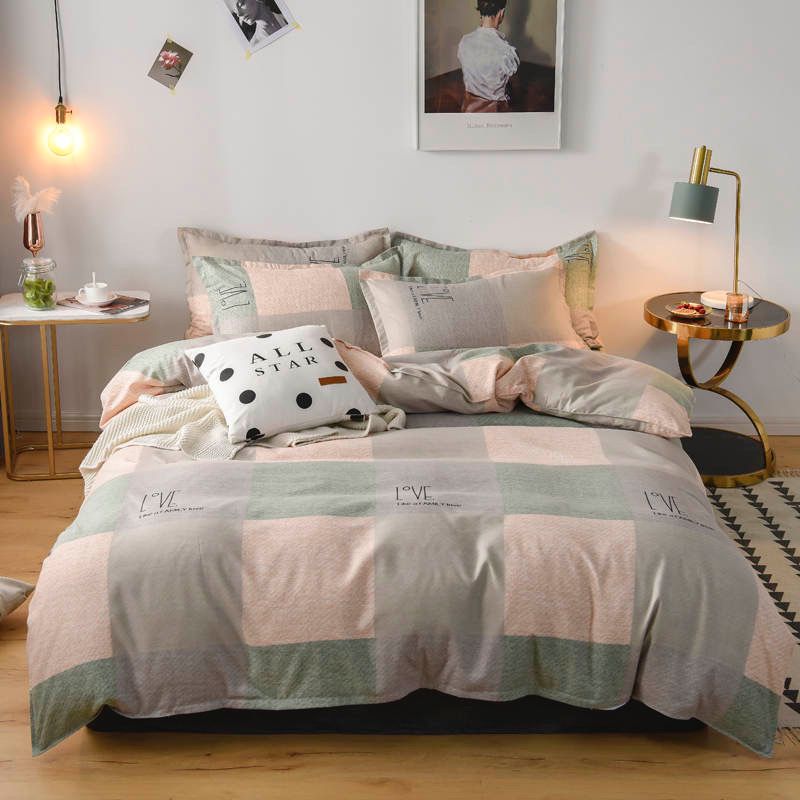 Ensemble drap en coton pour lit de 2,0 mètres quatre pièces 
