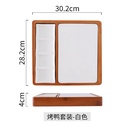 Plateau en bois + assiette + saucier 4 compartiments  