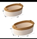 Panier de rangement mulfonctions, pour cosmétique en corde tissée Lot de 2 paniers (pm+gm) 