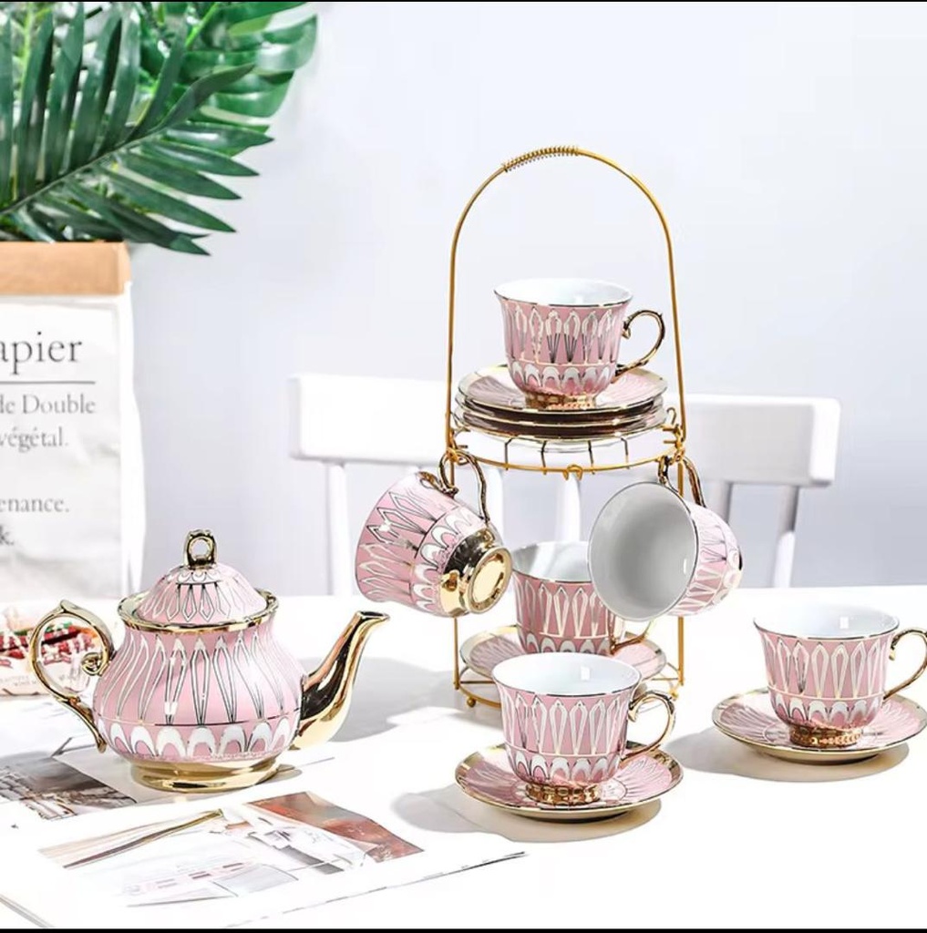 cafetière plaquée titane 13 têtes, tasse et soucoupe, ensemble tasse à café et théière européenne sans présentoir  