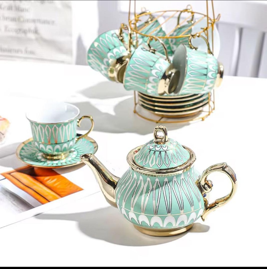 cafetière plaquée titane 13 têtes, tasse et soucoupe, ensemble tasse à café et théière européenne sans présentoir  