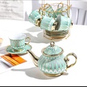 cafetière plaquée titane 13 têtes, tasse et soucoupe, ensemble tasse à café et théière européenne sans présentoir  
