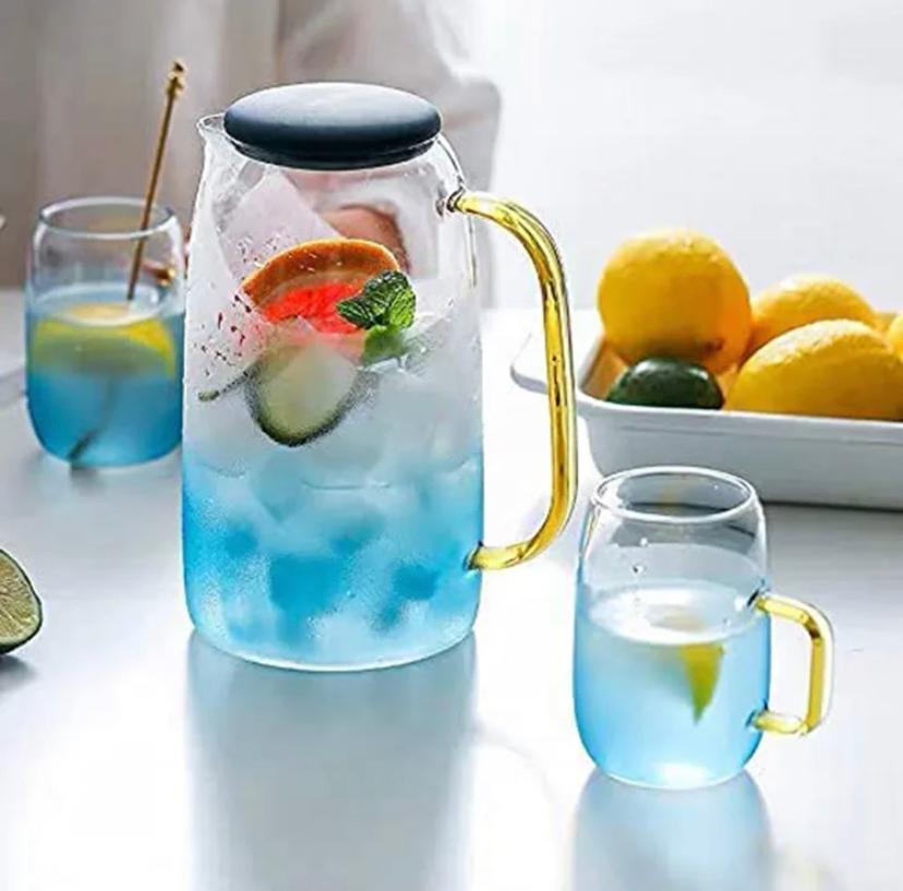 Carafe Théière lux dégradée + 4 verres (bleu)