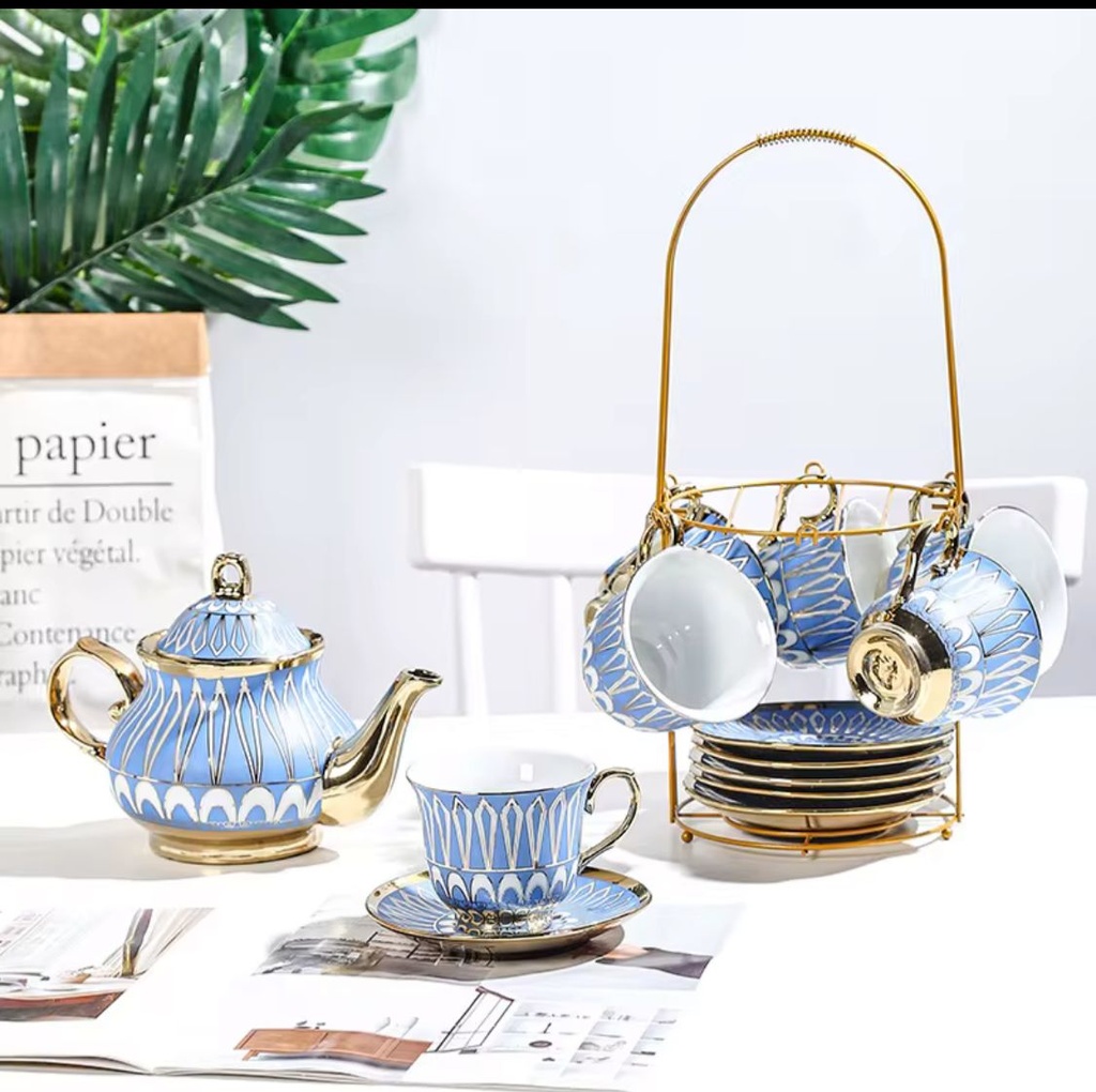 cafetière plaquée titane 13 têtes, tasse et soucoupe, ensemble tasse à café et théière européenne sans présentoir  