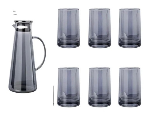 Carafe  Lux gold ou silver 
+ 6 verres sans manche 
