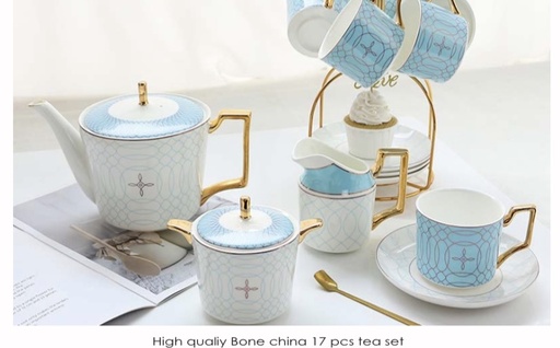Ensemble théière complete bone china 17pcs