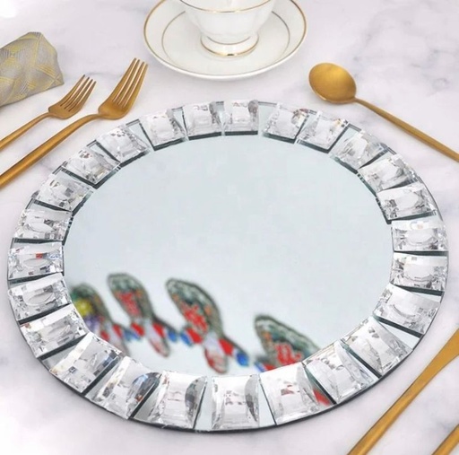 Assiette de Charge en miroir+cristal  