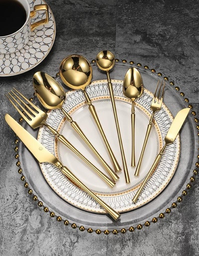 Couverts Haut de gamme RHD048 gold (royal portugal) 6 personnes 