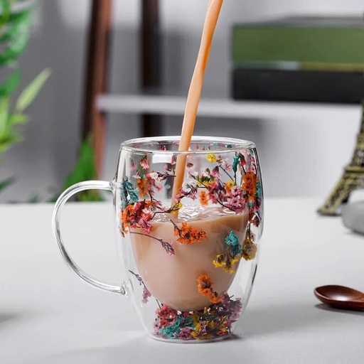 Tasse double paroi avec déco floral intérieur (350ml)