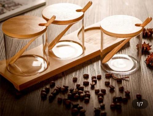 Support en bois + 3 récipients