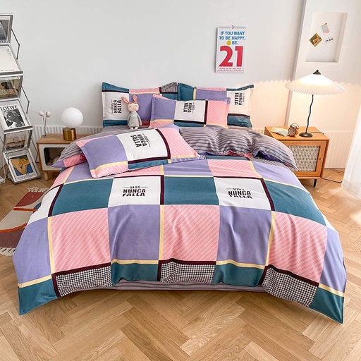 Ensemble drap en coton quatre pièces pour lit de 1m80