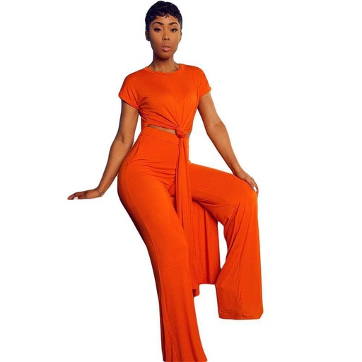 Ensemble 2 pieces pantalon bas large top fendu